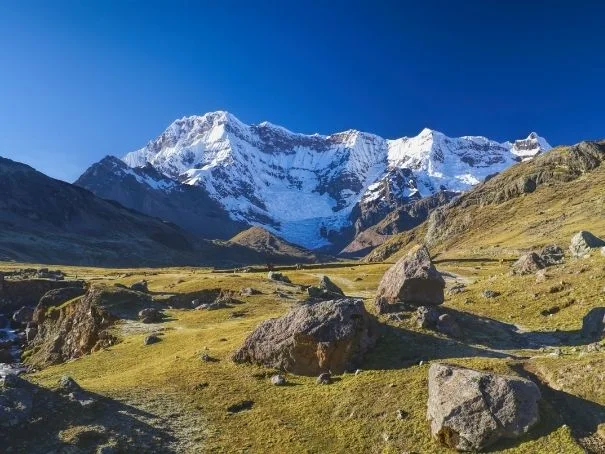 view of Ausangate snow peak on the way to vinicunca