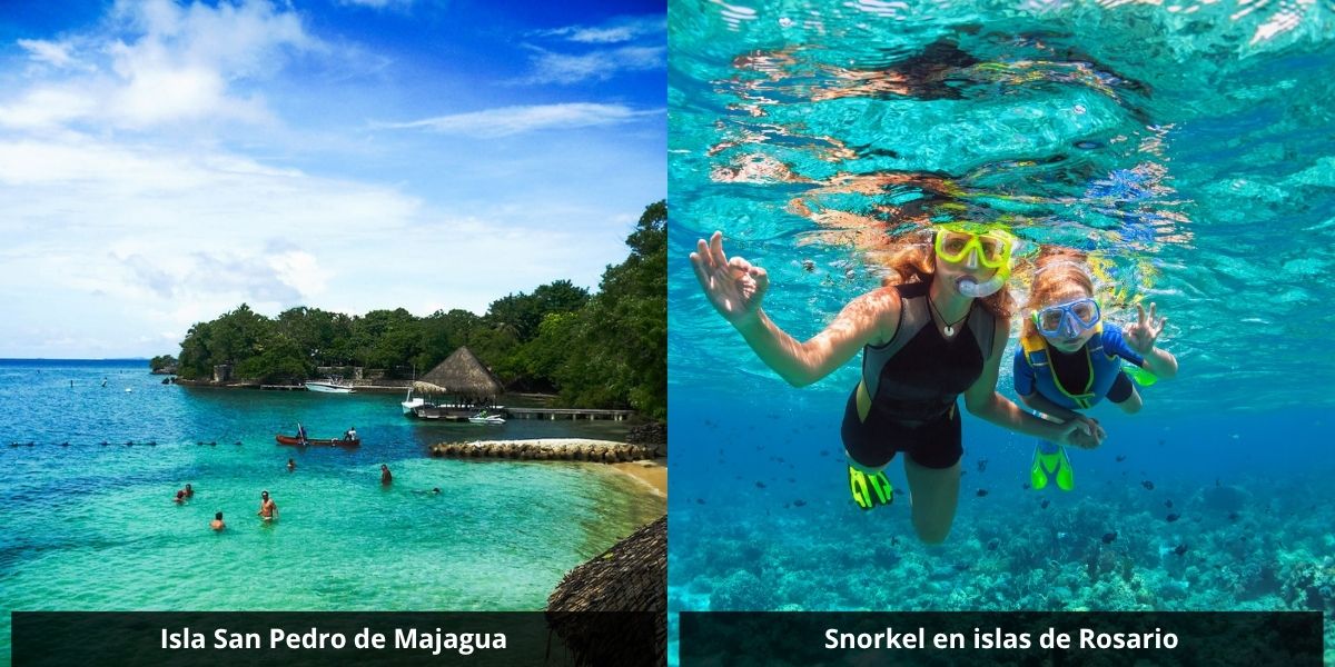 practica del deporte snorkel en la islas del rosario
